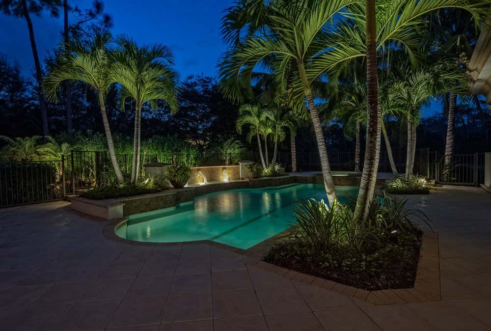 Naples Best Landscape Lighting Company No Deposit 100 Satisfaction Picture Of A Pool And Backyard With Lightscapes Installed Lights
